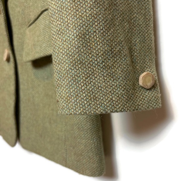 VINTAGE SIZE 9 GREEN COAT OVERSIZE BLAZER - Picture 5 of 6